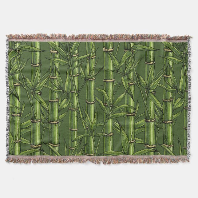Bamboo forest in green throw blanket (Front)