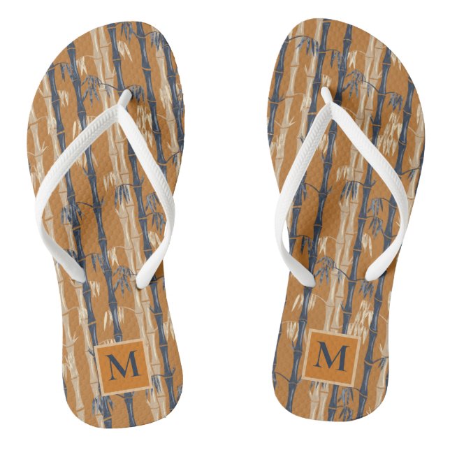 Bamboo Forest Mid Century Modern Rust Jandals (Footbed)