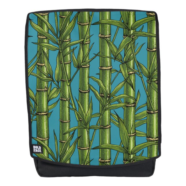 Bamboo forest on blue backpack (Front)