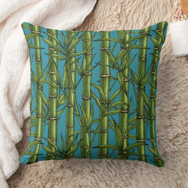 Bamboo forest on blue cushion (Blanket)