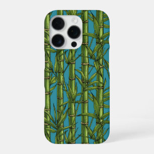 Bamboo forest on blue iPhone 16 pro case