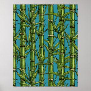 Bamboo forest on blue poster