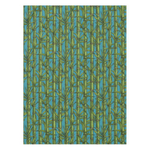 Bamboo forest on blue tablecloth