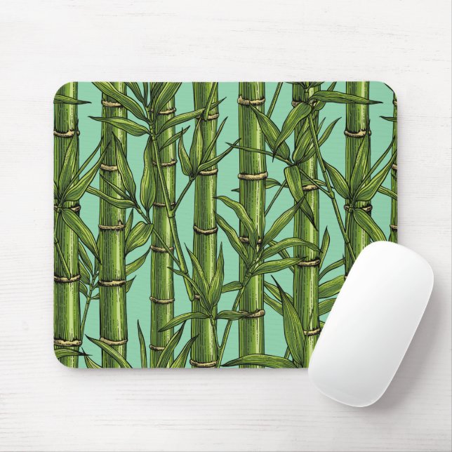 Bamboo forest on light blue mouse pad (With Mouse)