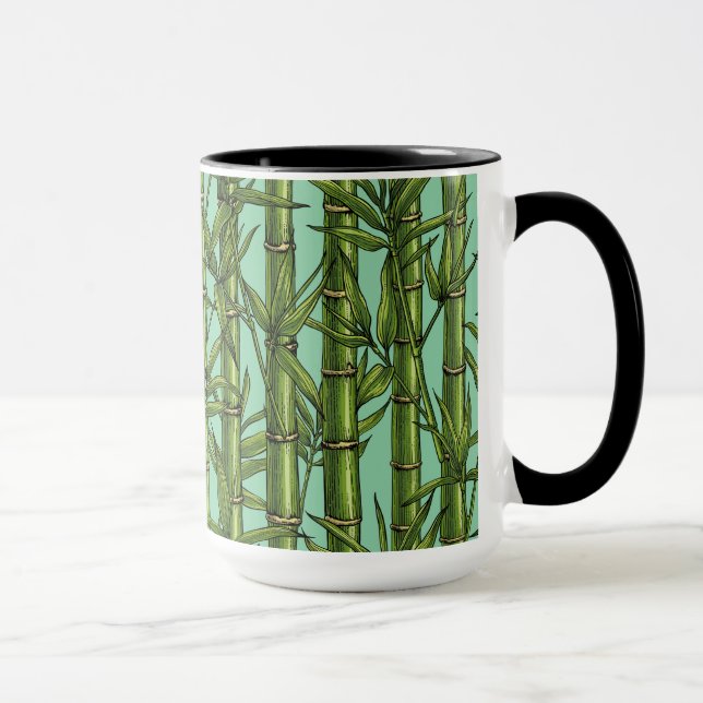 Bamboo forest on light blue mug (Right)