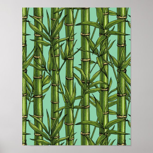 Bamboo forest on light blue poster (Front)