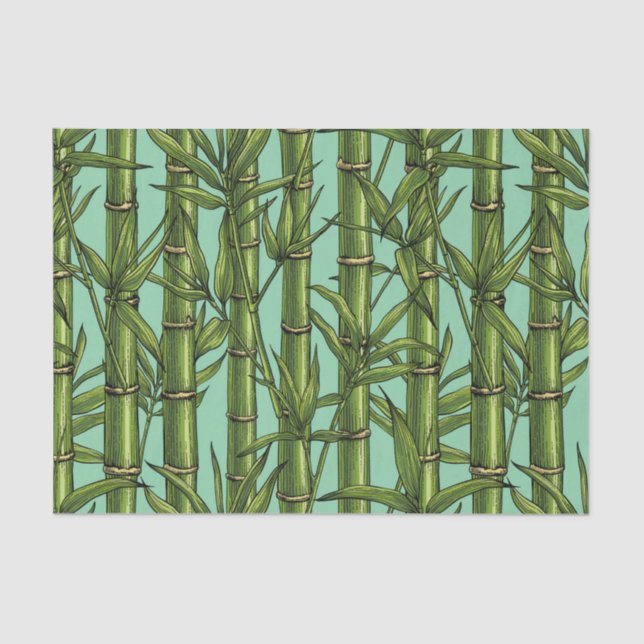 Bamboo forest on light blue tissue paper (Front)