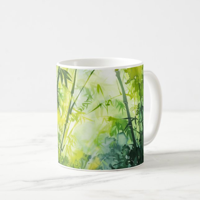 Bamboo Forest Watercolor Coffee Mug (Front Right)