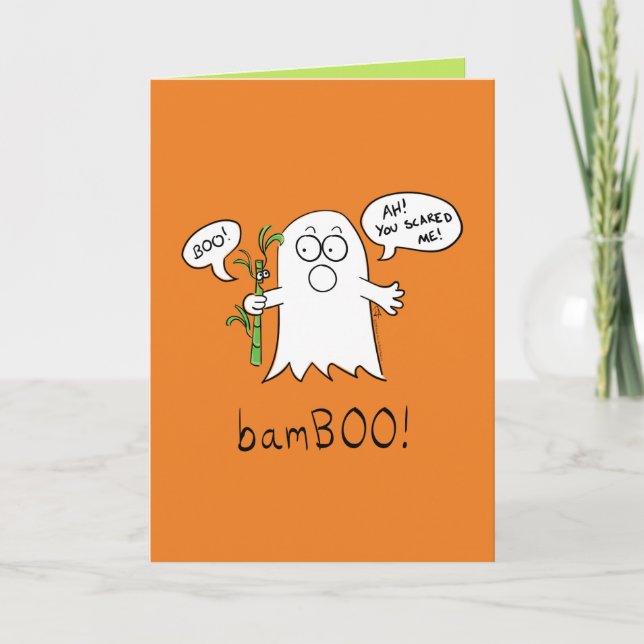 BamBOO Ghost Halloween Greeting Card (Front)