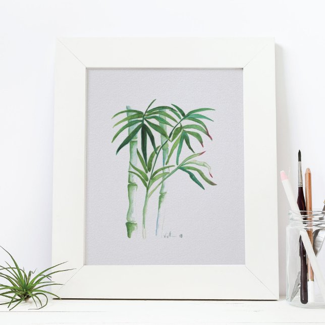 Bamboo Greenery Poster (Tropical greenery watercolor print by Victoria Grigaliunas of Do Tell A Belle)