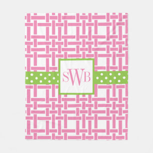 Bamboo & Grosgrain Monogrammed Fleece Blanket