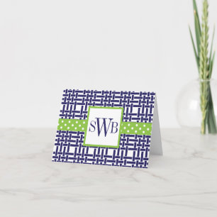 Bamboo & Grosgrain Monogrammed Note Cards
