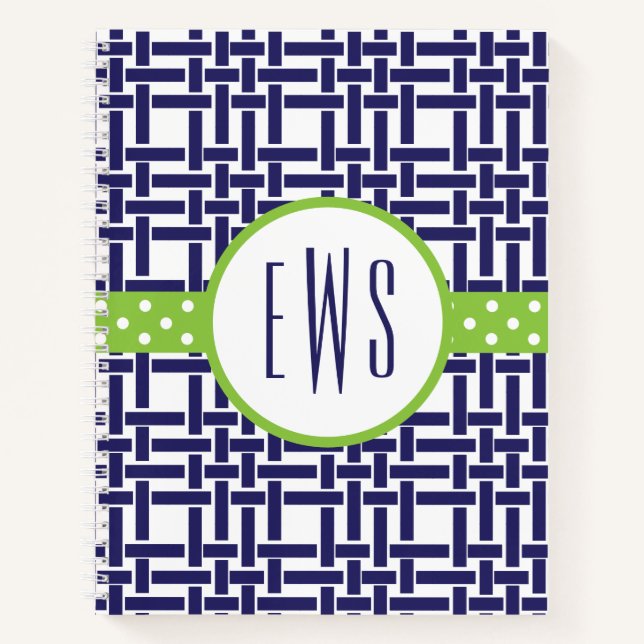 Bamboo & Grosgrain Monogrammed Spiral Notebook (Front)
