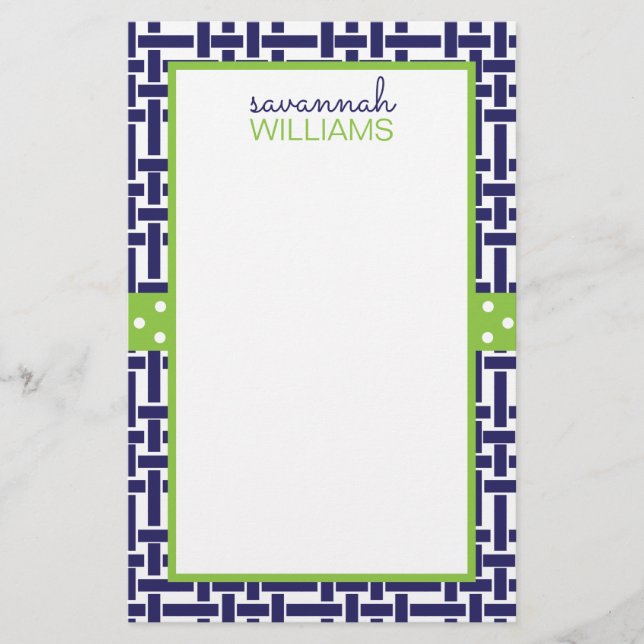 Bamboo & Grosgrain Personalised Stationery (Front)