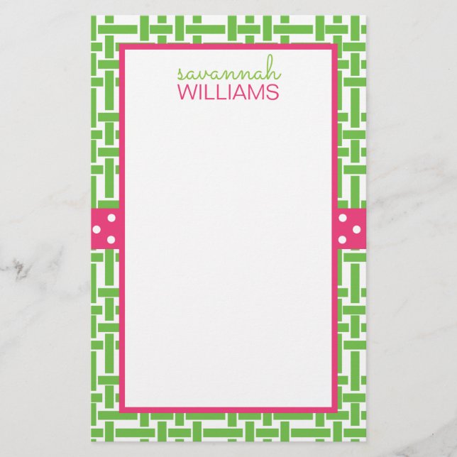 Bamboo & Grosgrain Personalised Stationery (Front)