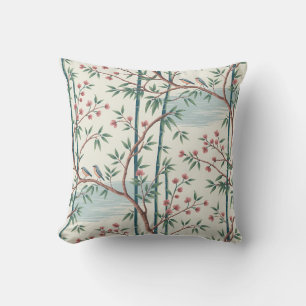 Bamboo Grove Birds Throw Pillow