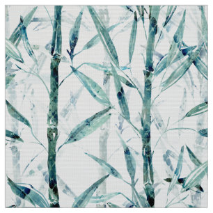 Bamboo grove green and white fabric