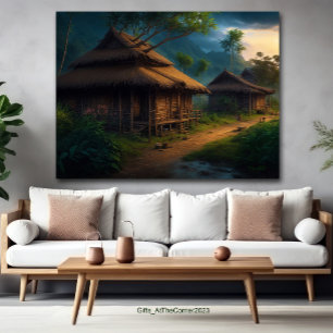 Bamboo Hut In The Village Poster