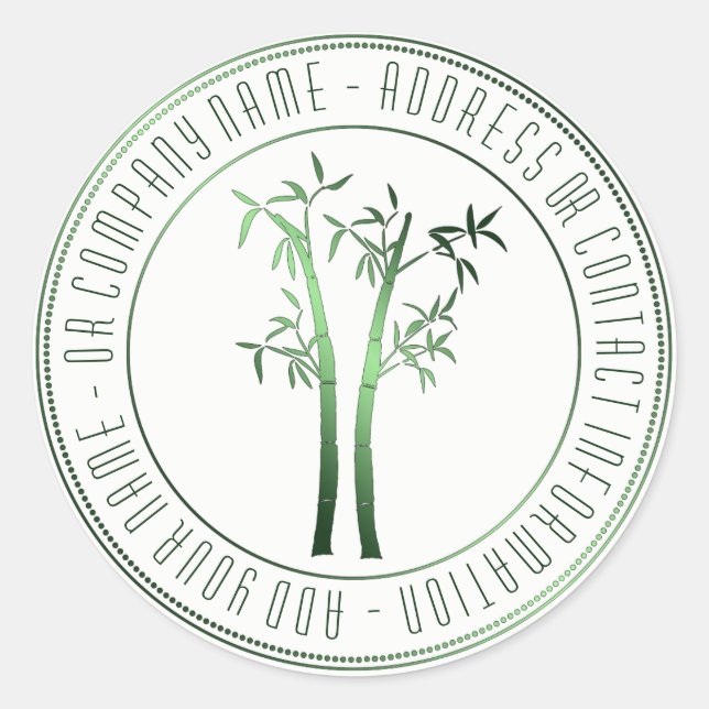 Bamboo In Circular Frame Green Classic Round Sticker (Front)