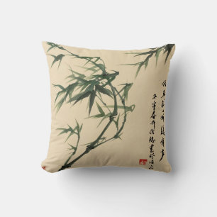 Bamboo Ink Art Throw Pillow