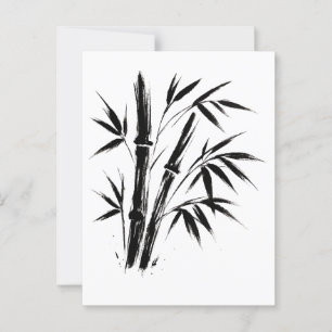 Bamboo Ink Illustration – Minimalist Zen Postcard