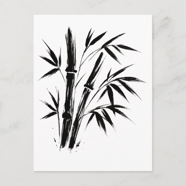 Bamboo Ink Illustration – Minimalist Zen Postcard (Front)