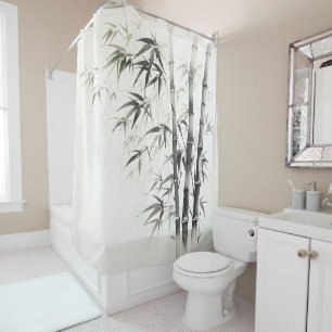 Bamboo Ink Painting Shower Curtain