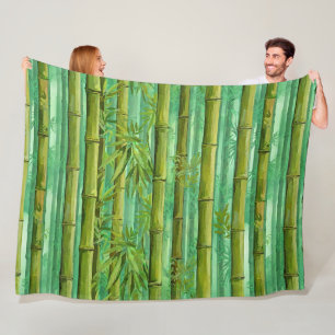 Bamboo Jungle Grove Warm Cool Greens Fleece Blanket