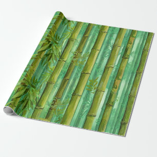 Bamboo Jungle Grove Warm Cool Greens Wrapping Paper