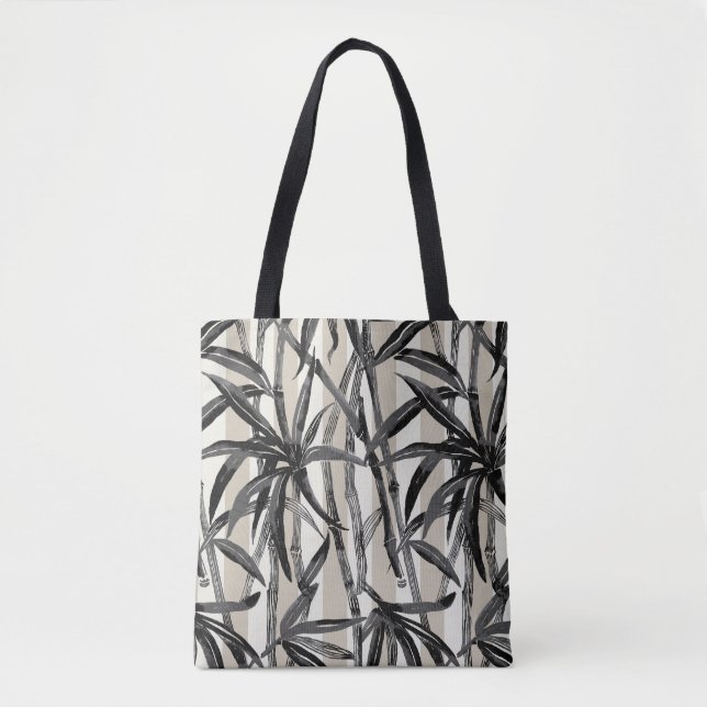 Bamboo Jungle Hawaiian Stripe - Black Beach Bag (Front)