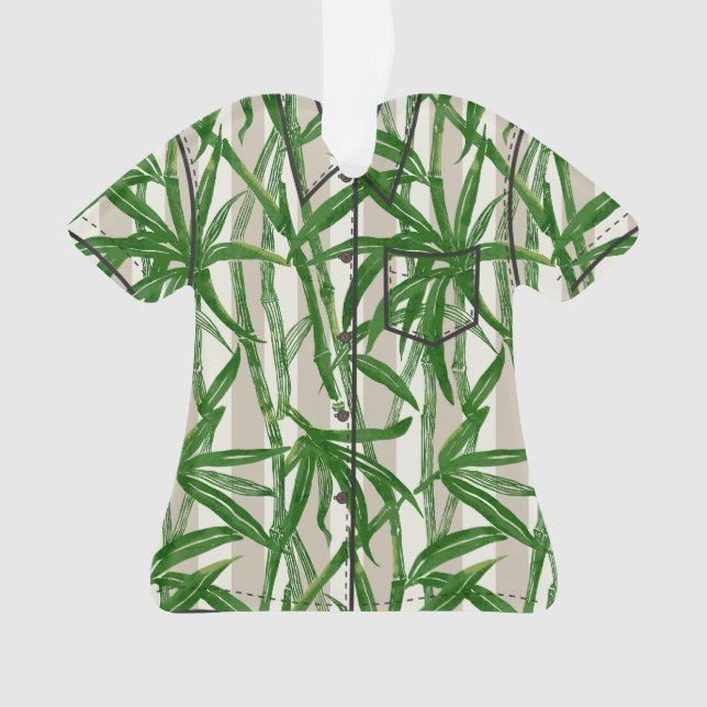 Bamboo Jungle Hawaiian Stripe - Green Ornament (Front)