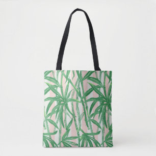 Bamboo Jungle Hawaiian Stripe - Green Pink Beach Tote Bag
