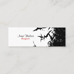 Bamboo Jungle, Stalks, Leaves, Culms - Black White Mini Business Card