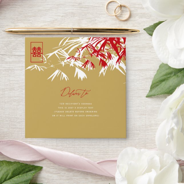 Bamboo Leaves Double Happiness Chinese Wedding Envelopes (Wedding)