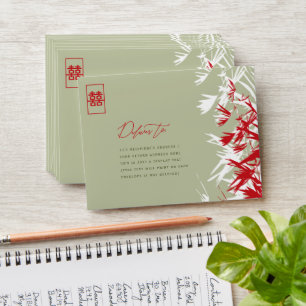 Bamboo Leaves Double Happiness Wedding Envelope