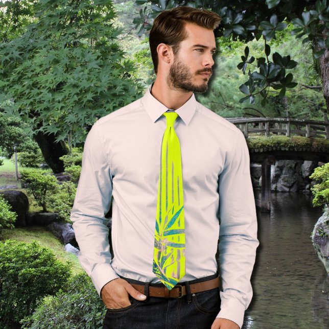 bamboo leaves in neon  yellow  tie (Creator Uploaded)