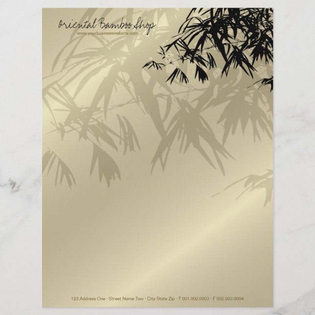 Bamboo Leaves Silhouette Business Letterhead (Front)