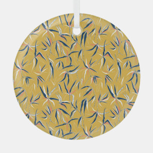 Bamboo Leaves: Tossed Vintage Pattern Glass Tree Decoration
