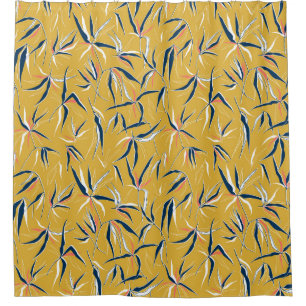 Bamboo Leaves: Tossed Vintage Pattern Shower Curtain