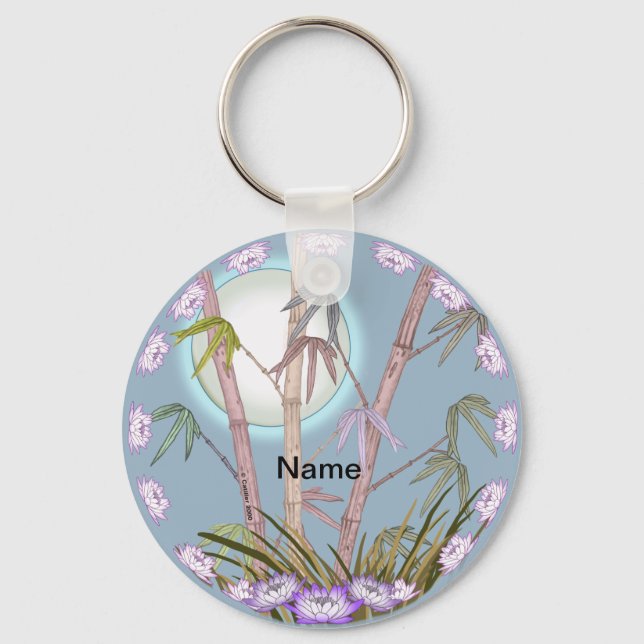 Bamboo Lotus Moon  Key Ring (Front)