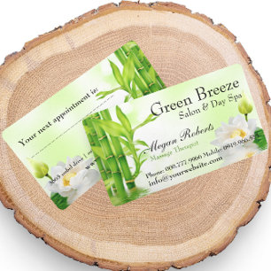 Bamboo Lotus Reiki Spa Skin Care Massage Salon Appointment Card