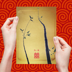©Bamboo Love/ Red Gold Chinese Wedding Invitation