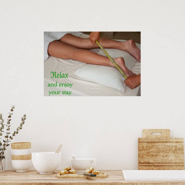 Bamboo Massage On Ankle Poster (Kitchen)
