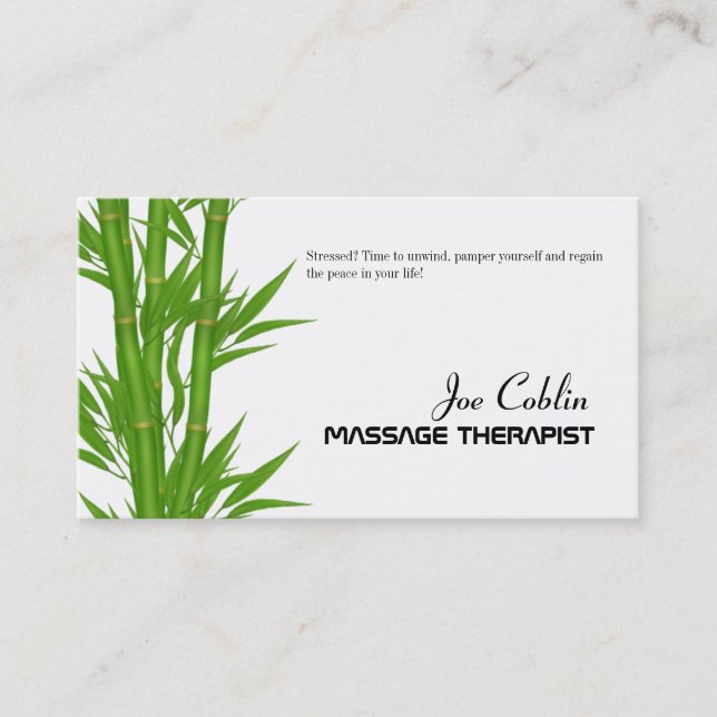 Bamboo Massage Therapist Business Card (Front)