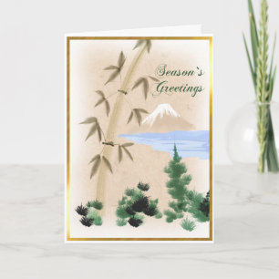 Bamboo & Mt Fuji Japanese Christmas Greeting Card