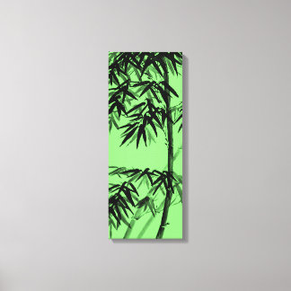 Bamboo - olive green - bw canvas print