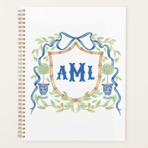 Bamboo & Olive Topiary Crest   Monogram Planner