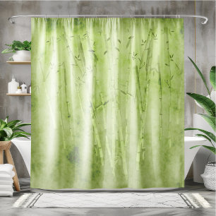 Bamboo On A Faded Green Background Shower Curtain