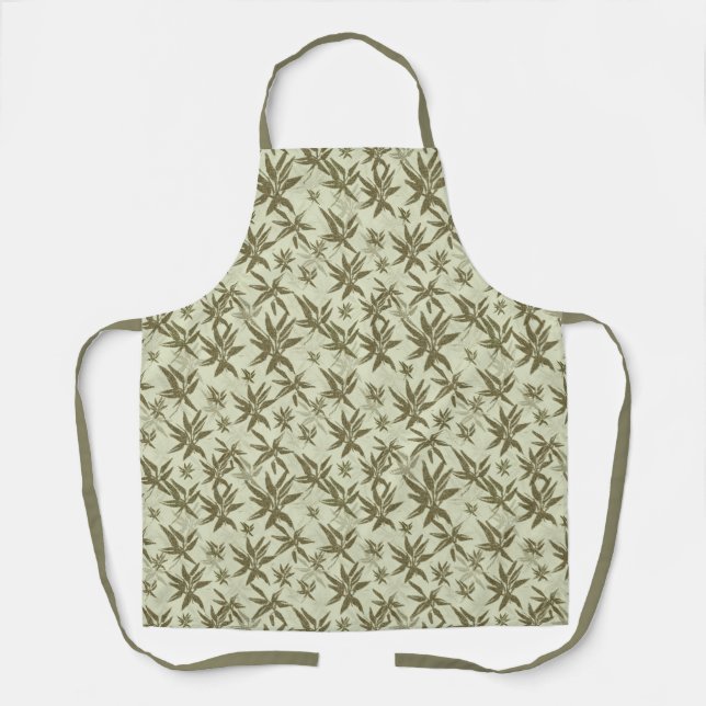 Bamboo on Beige Sheers - seamless surface pattern. Apron (Front)