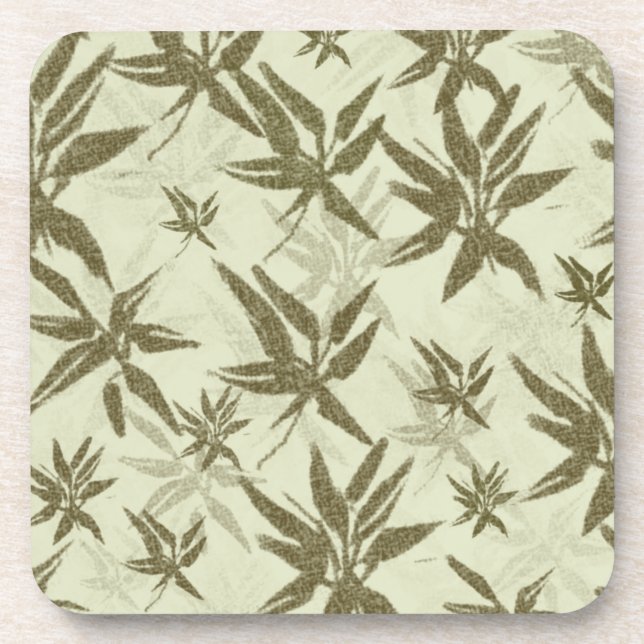 Bamboo on Beige Sheers - seamless surface pattern. Coaster (Front)